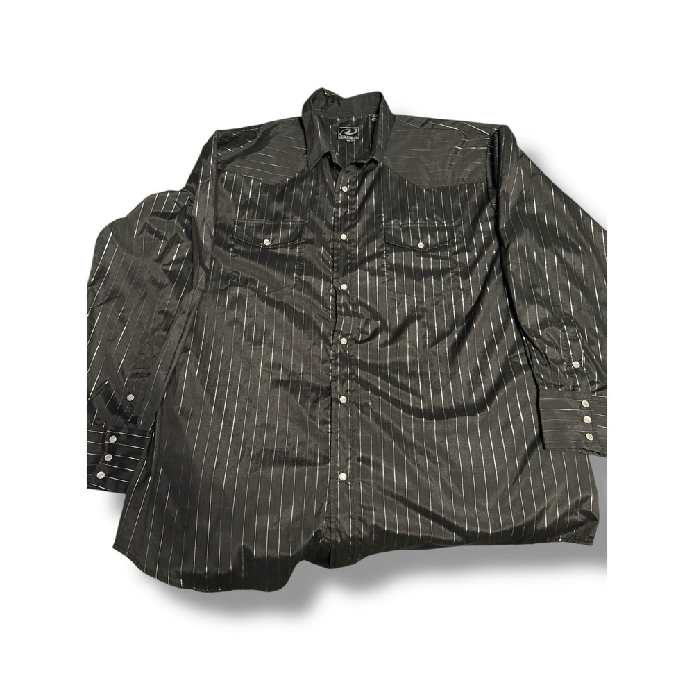 Roper Western Shirt Striped Shiny Long Sleeve Button Up Cowboy Size XL